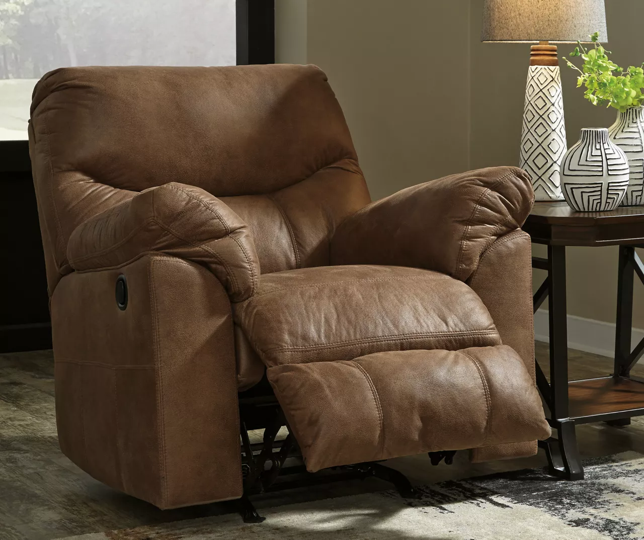 Boxberg Bark Faux Leather Rocker Recliner 5 Boxberg Bark Faux Leather Rocker Recliner - Image 3