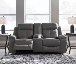 Jesolo Gray Reclining Console Loveseat -FurniHub Store 810519670 2