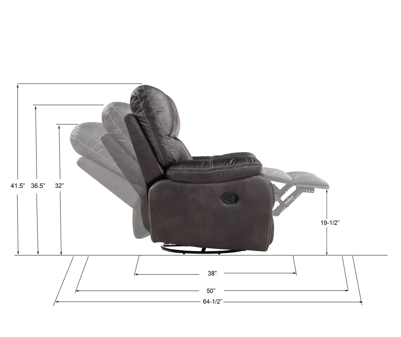 New Albany Dark Graphite Leather Look Micro Suede Swivel Reclining Glider 11 New Albany Dark Graphite Leather Look Micro Suede Swivel Reclining Glider - Image 9