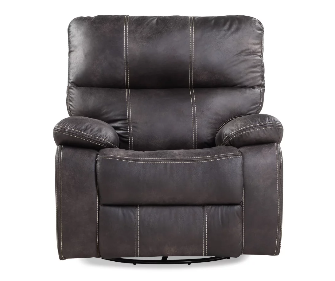 New Albany Dark Graphite Leather Look Micro Suede Swivel Reclining Glider 4 New Albany Dark Graphite Leather Look Micro Suede Swivel Reclining Glider - Image 2