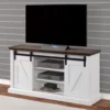 60" Dark Brown & White Barn Door TV Stand 2 60" Dark Brown & White Barn Door TV Stand -FurniHub Store 810523487 1