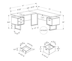 Black & Silver 3-Drawer L-Shaped Corner Desk -FurniHub Store 810527323 5