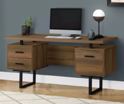 60" Walnut Woodgrain & Black Floating Desk 8 60" Walnut Woodgrain & Black Floating Desk -FurniHub Store 810527324 1