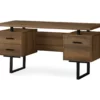 60" Walnut Woodgrain & Black Floating Desk -FurniHub Store 810527324 2