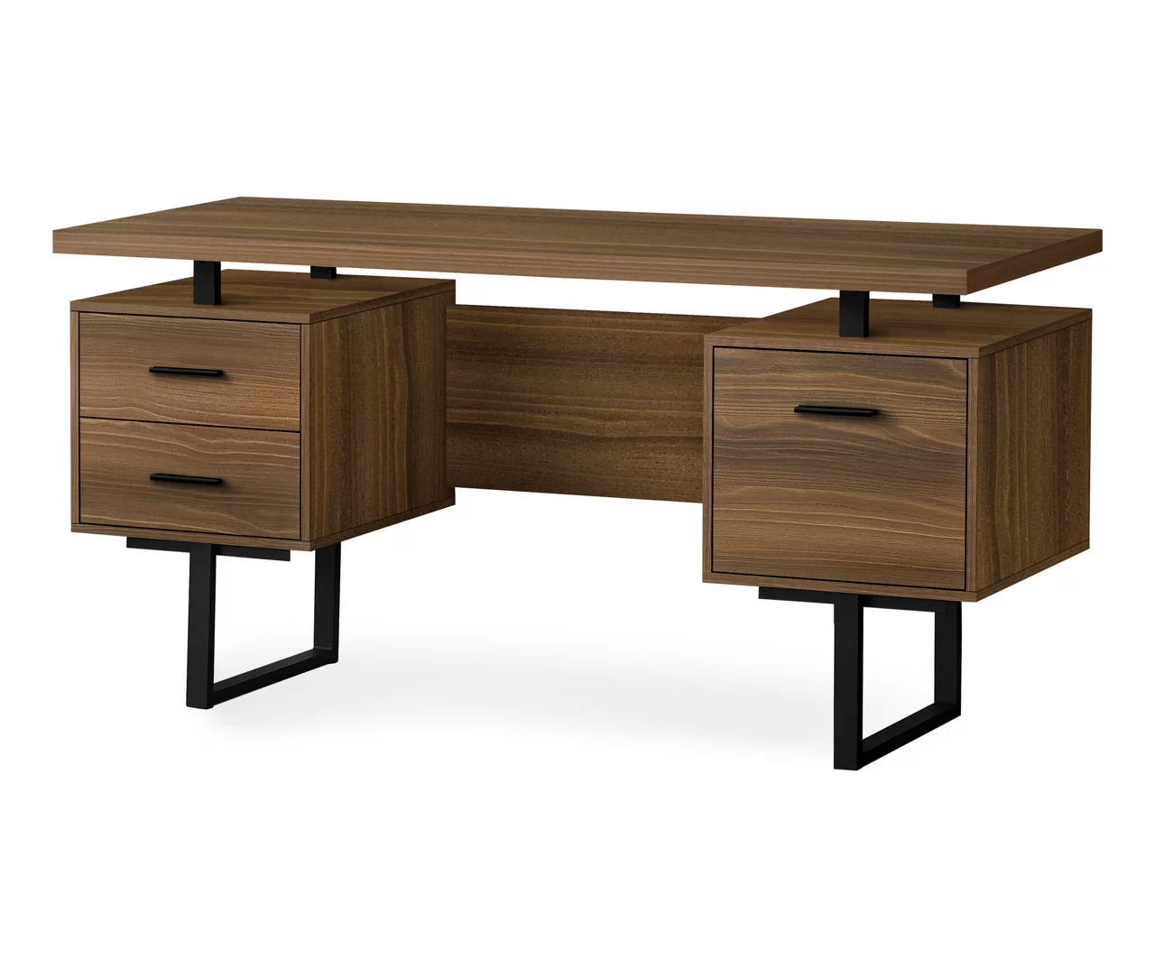 60" Walnut Woodgrain & Black Floating Desk 3 60" Walnut Woodgrain & Black Floating Desk