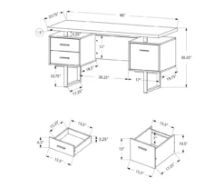 60" Walnut Woodgrain & Black Floating Desk 11 60" Walnut Woodgrain & Black Floating Desk -FurniHub Store 810527324 5