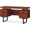 60" Cherry Woodgrain & Black Floating Desk -FurniHub Store 810527325 2