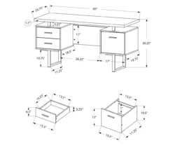 60" Cherry Woodgrain & Black Floating Desk -FurniHub Store 810527325 5