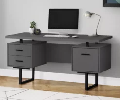60" Gray & Black Floating Desk -FurniHub Store 810527327 1