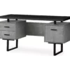 60" Concrete Gray & Black Floating Desk -FurniHub Store 810527329 2