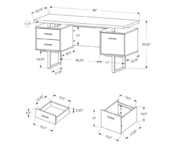 60" Concrete Gray & Black Floating Desk -FurniHub Store 810527329 5