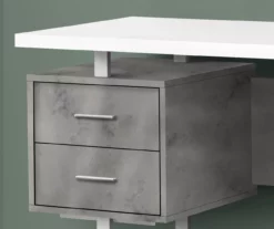60" Concrete Gray & White Floating Desk -FurniHub Store 810527330 3