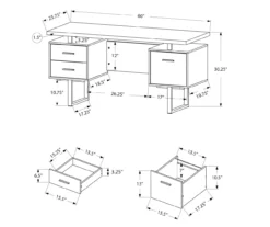 60" Concrete Gray & White Floating Desk -FurniHub Store 810527330 5