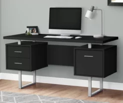 60" Black & Silver Floating Desk -FurniHub Store 810527331 1