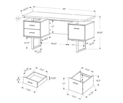 60" Black & Silver Floating Desk -FurniHub Store 810527331 5