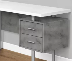 Faux Concrete & White 3-Drawer L-Shaped Corner Desk -FurniHub Store 810527349 3