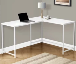 White Metal L-Shaped Corner Desk -FurniHub Store 810527370 1