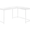 White Metal L-Shaped Corner Desk -FurniHub Store 810527370 2