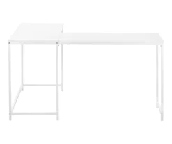 White Metal L-Shaped Corner Desk -FurniHub Store 810527370 3