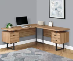 Brown Reclaimed 3-Drawer L-Shaped Corner Desk -FurniHub Store 810527371 1