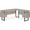 Taupe & Black 3-Drawer L-Shaped Corner Desk -FurniHub Store 810527372 2