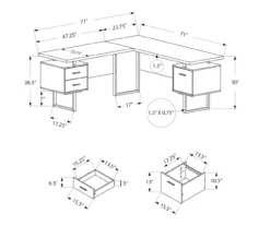 Taupe & Black 3-Drawer L-Shaped Corner Desk -FurniHub Store 810527372 5