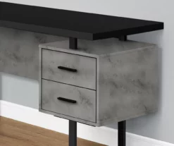 Faux Concrete & Black 3-Drawer L-Shaped Corner Desk -FurniHub Store 810527375 3