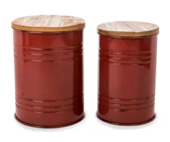 Farmhouse Barrel Storage Stools, 2-Pack -FurniHub Store 810528259 1