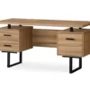 Light Brown Reclaimed Wood Look Reversible Computer Desk -FurniHub Store 810533366 2