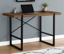 Walnut Wood Look Thick Panel Computer Desk -FurniHub Store 810533368 1