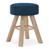 Blue Velvet Upholstered Wooden Ottoman -FurniHub Store 810533421 2