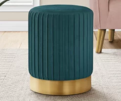 Pleated Velvet Upholstered Ottoman -FurniHub Store 810533426 1