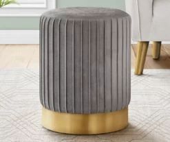 Pleated Velvet Upholstered Ottoman -FurniHub Store 810533427 1