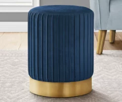 Pleated Velvet Upholstered Ottoman -FurniHub Store 810533428 1