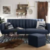 Brittany Navy Blue Linen Convertible Sleeper Futon 2 Brittany Navy Blue Linen Convertible Sleeper Futon -FurniHub Store 810535269 1