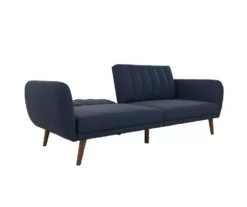 Brittany Navy Blue Linen Convertible Sleeper Futon -FurniHub Store 810535269 6