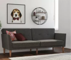 Regal Gray Linen Convertible Sleeper Futon -FurniHub Store 810535613 3