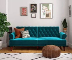 Cassidy Green Velvet Convertible Sleeper Futon -FurniHub Store 810535627 3