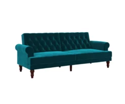 Cassidy Green Velvet Convertible Sleeper Futon -FurniHub Store 810535627 4