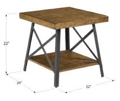Pomona Pine Brown & Steel Gray 24" Wood Open-Shelf End Table -FurniHub Store 810535748 2