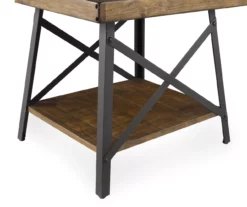 Pomona Pine Brown & Steel Gray 24" Wood Open-Shelf End Table -FurniHub Store 810535748 4