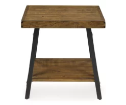 Pomona Pine Brown & Steel Gray 24" Wood Open-Shelf End Table -FurniHub Store 810535748 5