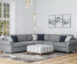 Stone Gray Square Wood Leg Ottoman -FurniHub Store 810535755 6