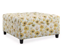 Golden Poppy Wood Leg Storage Ottoman