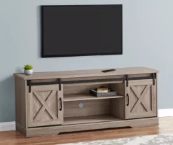 59" Dark Taupe Wood Look Sliding Barn Door TV Stand 8 59" Dark Taupe Wood Look Sliding Barn Door TV Stand -FurniHub Store 810535762 4