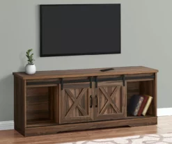 60" Reclaimed Brown Wood Look Sliding Barn Door TV Stand 8 60" Reclaimed Brown Wood Look Sliding Barn Door TV Stand -FurniHub Store 810535764 1