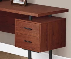 Cherry Wood Look 3-Drawer L-Shaped Corner Computer Desk -FurniHub Store 810535779 4