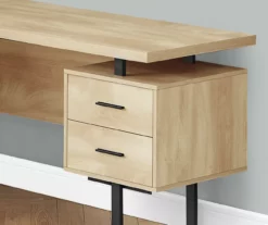 Natural Wood Look 3-Drawer L-Shaped Corner Comptuer Desk 13 Natural Wood Look 3-Drawer L-Shaped Corner Comptuer Desk -FurniHub Store 810535780 4