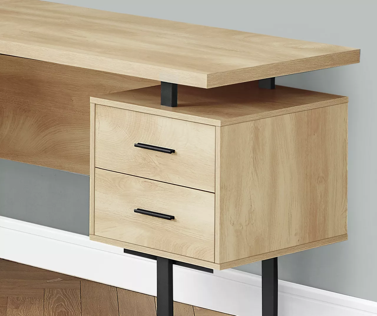 Natural Wood Look 3-Drawer L-Shaped Corner Comptuer Desk 6 Natural Wood Look 3-Drawer L-Shaped Corner Comptuer Desk - Image 4
