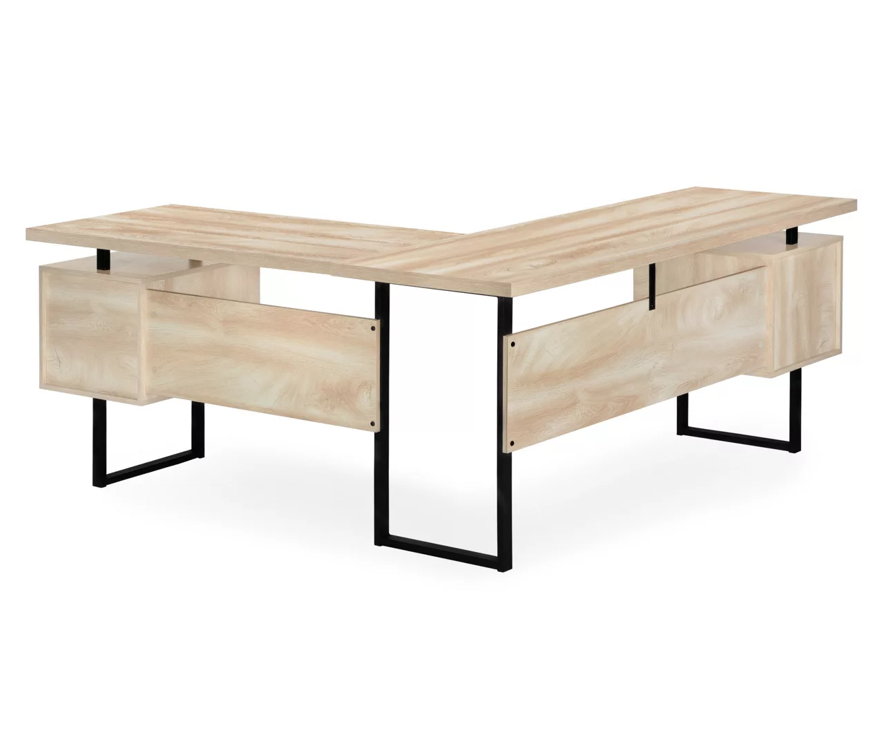 Natural Wood Look 3-Drawer L-Shaped Corner Comptuer Desk 8 Natural Wood Look 3-Drawer L-Shaped Corner Comptuer Desk - Image 6